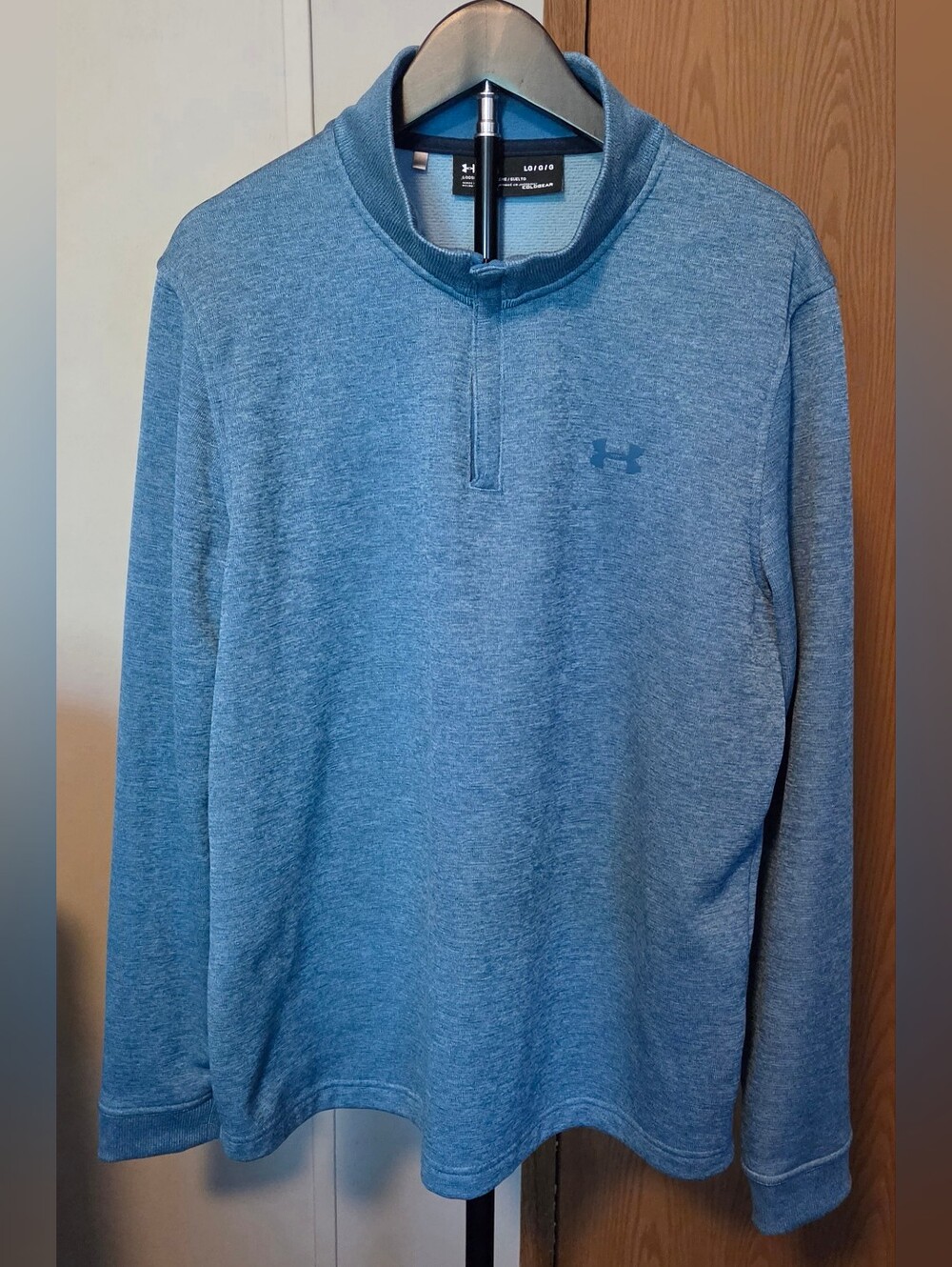 LG Men's Under Armour  Heather Blue Quarter-Zip Pullover